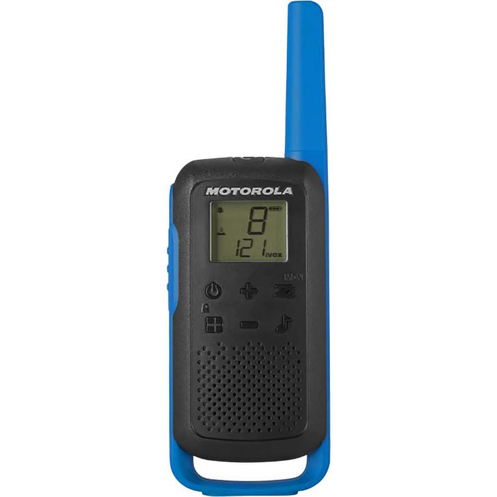 Two-Way Radio: Analog, FRS/GMRS, 22 Channel Recreational, LCD Display, Black & Blue