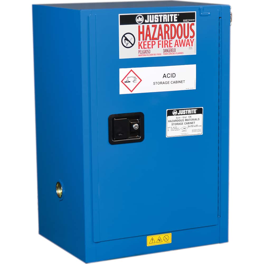 Justrite - 1 Door 1 Shelf 12 Gal Space Saver Safety Cabinet for Flammable Substances - Exact Tooling