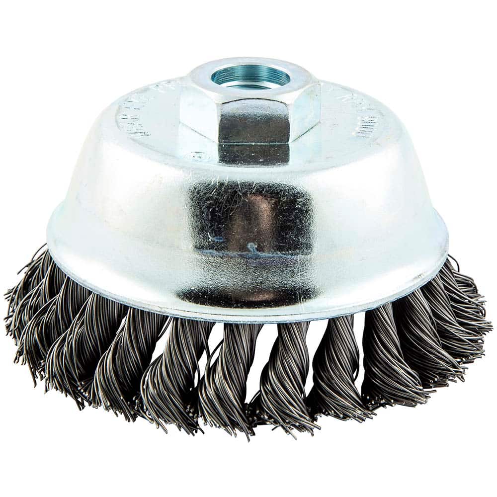 Norton - 4" Diam 5/8-11 Threaded Arbor Carbon Steel Fill Cup Brush - Exact Tooling