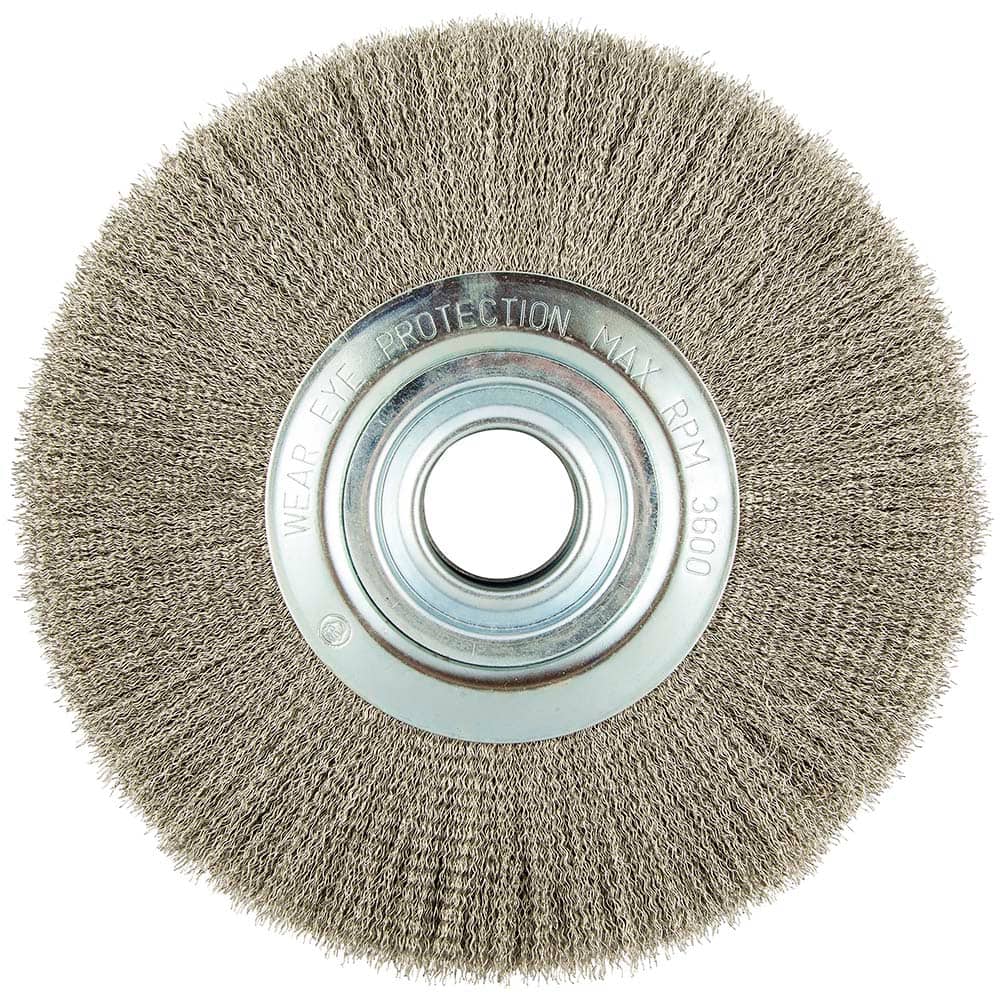 Norton - 12" OD, 2" Arbor Hole, Crimped Carbon Wheel Brush - Exact Tooling