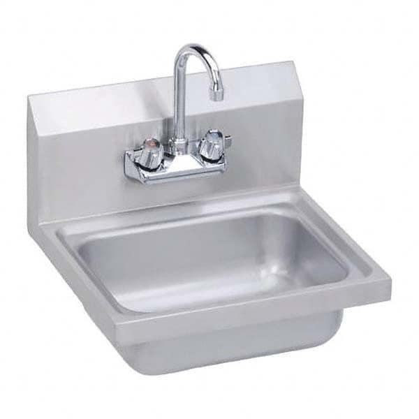ELKAY - Stainless Steel Sinks Type: Hand Sink Wall Mount w/Manual Faucet Outside Length: 17 (Inch) - Exact Tooling