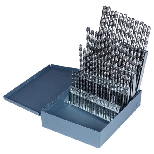 #1-#60 RHS / RHC HSS 118 Degree Radial Point CLE-MAX™ Jobber Length Drill Set - Bright - Exact Tooling