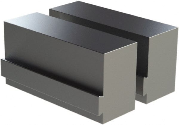 CarveSmart - 2" Wide x 3" High x 2" Thick, Flat/No Step Vise Jaw - Soft, Aluminum, Fixed Jaw, Compatible with 6" Vises - Exact Tooling