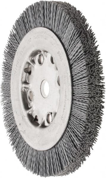 Weiler - 6" OD, 5/8" Arbor Hole, Crimped Nylon Wheel Brush - 5/8" Face Width, 7/8" Trim Length, 0.035" Filament Diam, 4,500 RPM - Exact Tooling