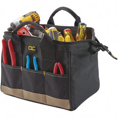 CLC - 14 Pocket Black & Khaki Polyester Tool Bag - 14" Wide x 8-1/2" Deep x 8" High - Exact Tooling