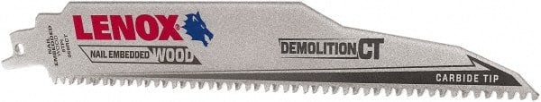 Lenox - 9" Long x 1" Thick, Carbide Reciprocating Saw Blade - Tapered Profile, 6 TPI, Toothed Edge, Tang Shank - Exact Tooling