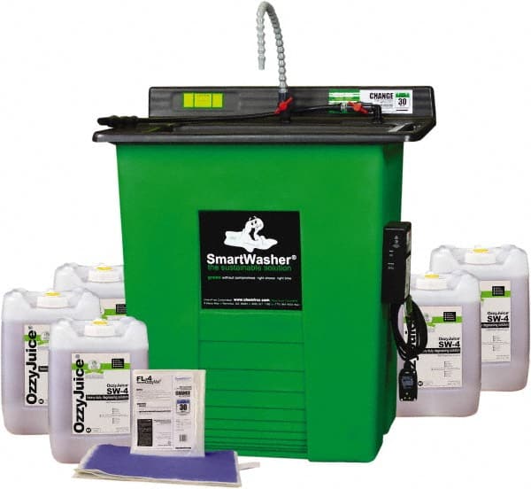 CRC - Free Standing Water-Based Parts Washer - 25 Gal Max Operating Capacity, HDPE Tank, 40" High x 35-1/2" Long x 26-1/2" Wide, 110 Input Volts - Exact Tooling