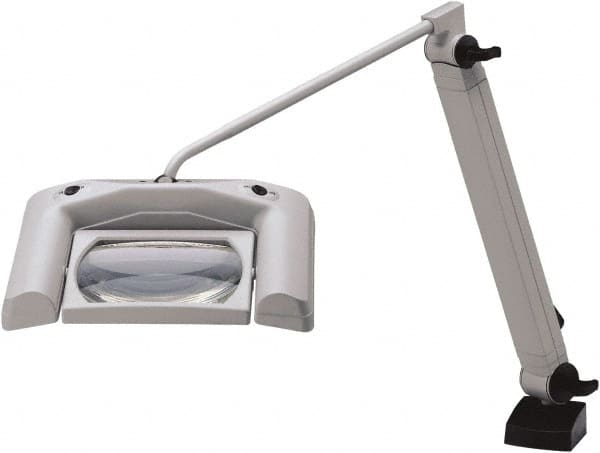 Waldmann Lighting - 35 Inch, Articulated, Clamp Mounted, LED, White, Magnifying Task Light - 13.20 Watt, 120 Volt, 1.75x Magnification, 165mm Wide - Exact Tooling
