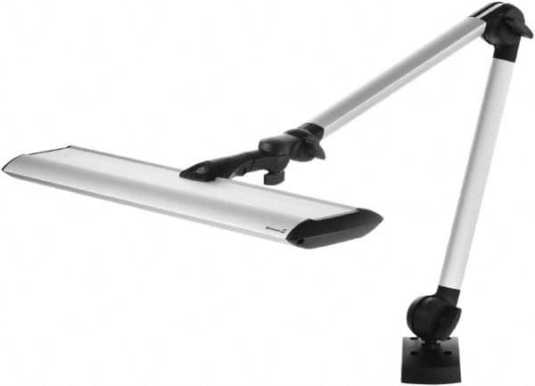 Waldmann Lighting - 40 Inch, Articulated, Clamp Mounted, LED, Silver, General Purpose Task Light - 34 Watt, 100 to 240 Volt, Nonmagnifying - Exact Tooling
