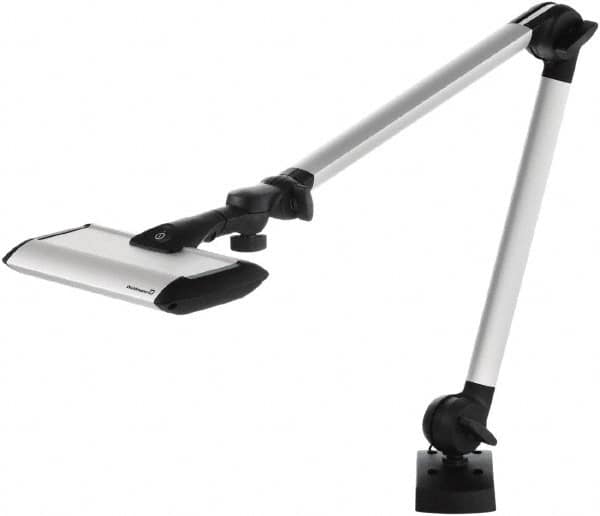 Waldmann Lighting - 40 Inch, Articulated, Clamp Mounted, LED, Silver, General Purpose Task Light - 14 Watt, 100 to 240 Volt, Nonmagnifying - Exact Tooling