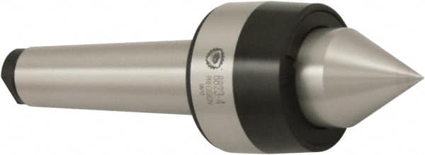 Bison - MT3 Morse Taper Shank, 48mm Head Diam, Live Center - 6,000 Max RPM, 28mm Point Diam, 1.28" Point Len, 440 Lb Max Workpiece, Standard Point - Exact Tooling