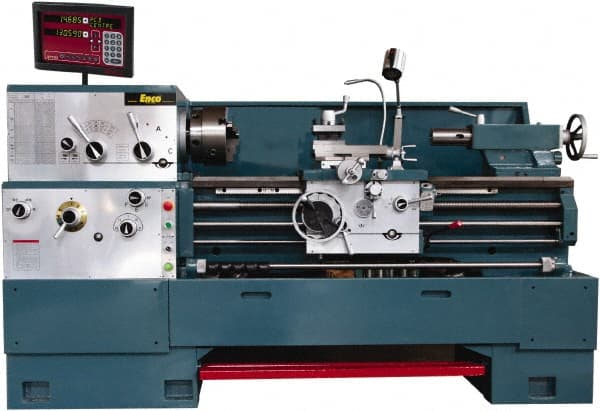 Enco - 18" Swing, 80" Between Centers, 230/460 Volt, Triple Phase Engine Lathe - 7MT Taper, 7-1/2 hp, 25 to 1,800 RPM, 3-1/8" Bore Diam, 40" Deep x 48-7/8" High x 136-1/8" Long - Exact Tooling
