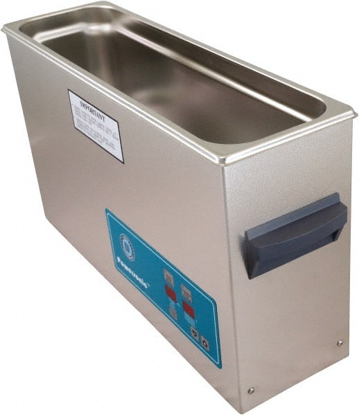 CREST ULTRASONIC - Bench Top Water-Based Ultrasonic Cleaner - 2.5 Gal Max Operating Capacity, Stainless Steel Tank, 10-5/8" High x 20-1/4" Long x 6" Wide, 230 Input Volts - Exact Tooling