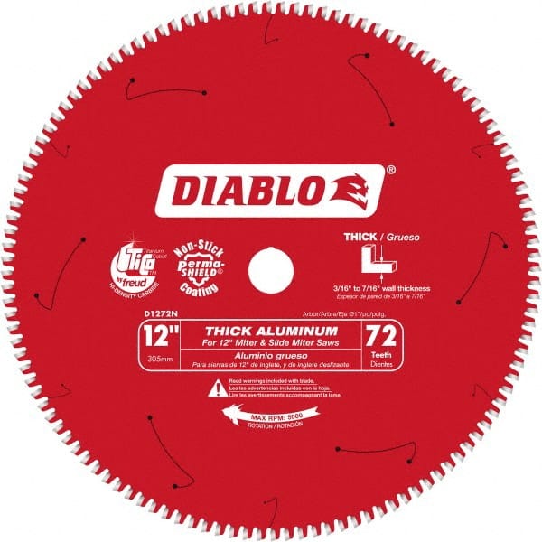 Freud - 12" Blade Diam, 120 Teeth, Carbide-Tipped Cold Saw Blade - 1" Arbor Hole Diam, 0.071" Blade Thickness - Exact Tooling