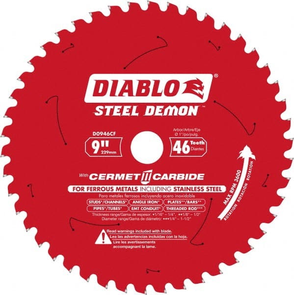 Freud - 9" Blade Diam, 46 Teeth, Carbide-Tipped Cold Saw Blade - 1" Arbor Hole Diam, 1/16" Blade Thickness - Exact Tooling