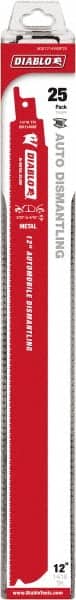 Freud - 12" Long x 1" Thick, Bi-Metal Reciprocating Saw Blade - Straight Profile, 14 to 18 TPI, Toothed Edge, Tang Shank - Exact Tooling
