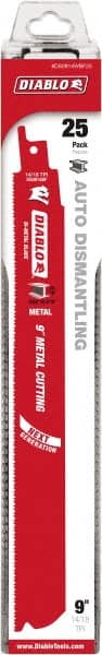 Freud - 9" Long x 1" Thick, Bi-Metal Reciprocating Saw Blade - Straight Profile, 14 to 18 TPI, Toothed Edge, Tang Shank - Exact Tooling