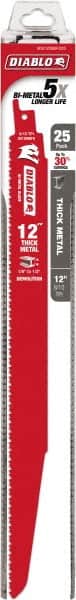 Freud - 12" Long x 1" Thick, Bi-Metal Reciprocating Saw Blade - Tapered Profile, 8 to 10 TPI, Toothed Edge, Tang Shank - Exact Tooling