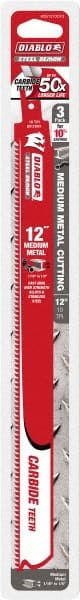 Freud - 12" Long x 1" Thick, Carbide Reciprocating Saw Blade - Straight Profile, 10 TPI, Toothed Edge, Tang Shank - Exact Tooling