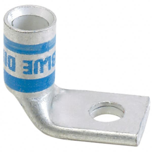 Panduit - 6 AWG Noninsulated Compression Connection Right Angle Ring Terminal - 1/4" Stud, 1.03" OAL x 0.48" Wide, Tin Plated Copper Contact - Exact Tooling