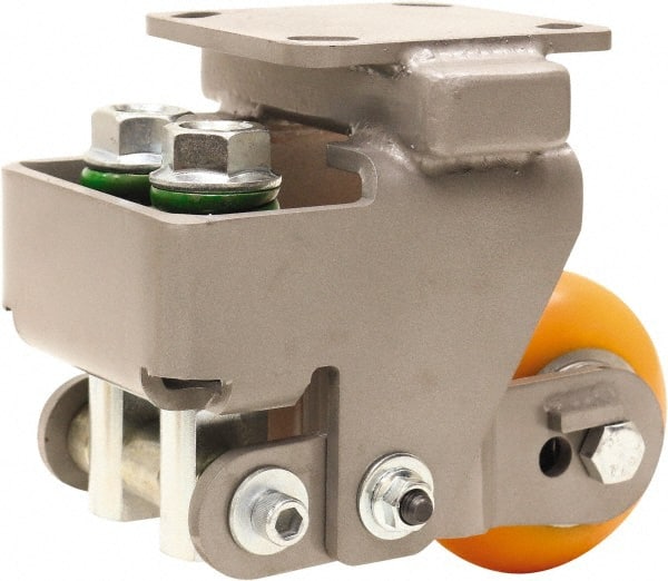 Hamilton - 4" Diam x 2" Wide, Cast Iron Rigid Caster - 1,000 Lb Capacity, Top Plate Mount, 4" x 4-1/2" Plate, Sealed Precision Ball Bearing Bearing - Exact Tooling