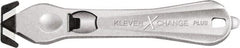 Klever Innovations - Recessed/Hook Blade Safety Cutter - 1-3/8" Carbon Steel Blade, Silver Magnesium Handle, 1 Blade Included - Exact Tooling
