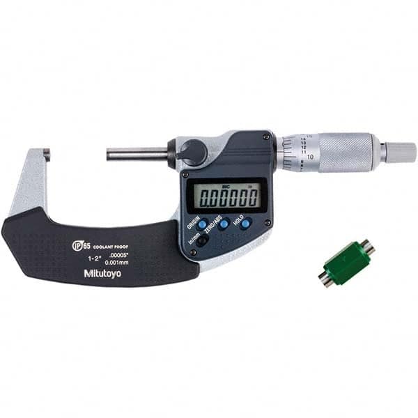 Mitutoyo - Electronic Outside Micrometers Type: Coolant-proof Minimum Measurement (Decimal Inch): 1.0000 - Exact Tooling