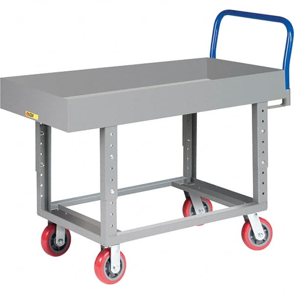 Little Giant - 2,000 Lb Capacity Steel Platform Truck - Steel Deck, 24" OAW, 61-1/2" Platform Length, Polyurethane Casters - Exact Tooling