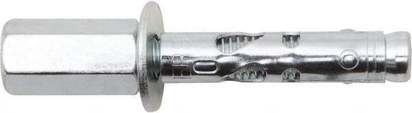 Powers Fasteners - 1/4" Diam, 5/16" Drill, 1-1/2" OAL, 2" Min Embedment Sleeve Concrete Anchor - 1018 Steel, Zinc-Plated Finish, Hex Head, Hex Drive, 1-1/2" Thread Length - Exact Tooling