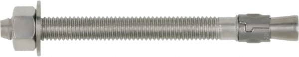 Powers Fasteners - 5/8" Diam, 5/8" Drill, 7" OAL, 3-3/8" Min Embedment Wedge Expansion Concrete Anchor - 316 Stainless Steel, Hex Head, Hex Drive, 5-1/2" Thread Length - Exact Tooling