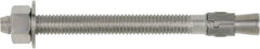 Powers Fasteners - 5/8" Diam, 5/8" Drill, 7" OAL, 3-3/8" Min Embedment Wedge Expansion Concrete Anchor - 316 Stainless Steel, Hex Head, Hex Drive, 5-1/2" Thread Length - Exact Tooling