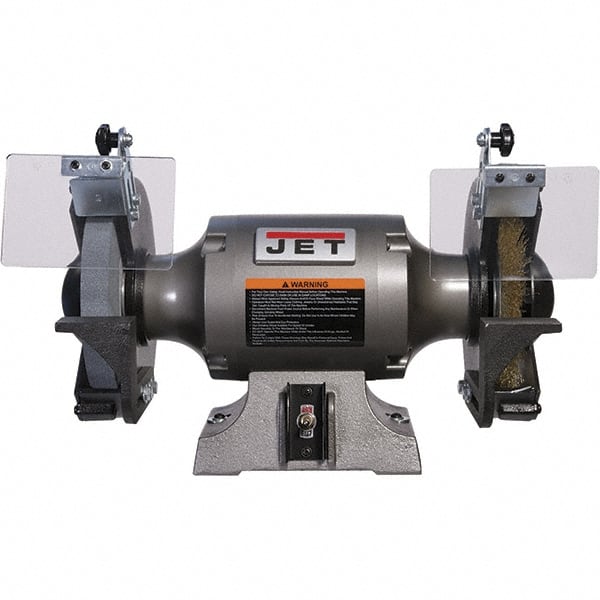 Jet - 8" Wheel Diam, 1 hp Bench Grinder - 5/8" Arbor Hole Diam, 1 Phase, 3,450 Max RPM, 115 Volts - Exact Tooling