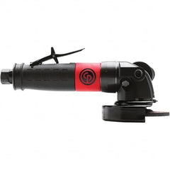 Chicago Pneumatic - 4" Wheel Diam, 12,000 RPM, Pneumatic Angle & Disc Grinder - 3/8-24 Spindle, 56 CFM, Rear Exhaust - Exact Tooling