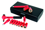 Insulated 1/4" Drive Socket Metric Set 5.0 - 14.0mm Sockets; 50mm & 100mm Extension Bar and 1/4" Drive Ratchet in Storage Box 13 Pieces - Exact Tooling