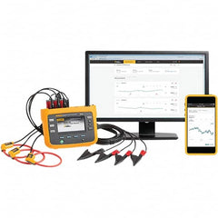 Fluke - 3 Phase, 1,000 VAC, 0.01 to 1,500 Amp Capability, 42.5 to 69 Hz Calibration, LCD Display Power Meter - 1 Current Accuracy, 0.1 Voltage Accuracy - Exact Tooling
