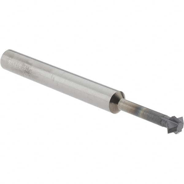 Accupro - 3/16° 3/16" Cut Diam, 0.093" Cut Width, 3/16" Shank, Solid Carbide Double-Angle Cutter - Exact Tooling