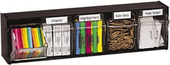 Deflect-o - 5 Compartment, 23-5/8 Inch Wide x 5-1/4 Inch Deep x 6-1/2 Inch High, Covered Modular - Plastic, Black and Clear - Exact Tooling