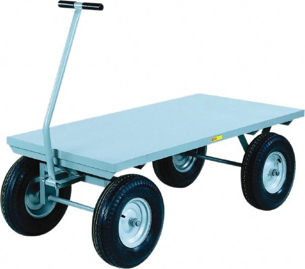Little Giant - 3,000 Lb Capacity Steel Wagon Truck - Steel Deck, 36" OAW, 72" Platform Length x 18-1/2" Platform Height, Pneumatic Casters - Exact Tooling