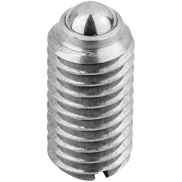 KIPP - M10, 6mm Ball Diam, 19mm Body Length, 2mm Max Ball Reach, Threaded Ball Plunger - Exact Tooling