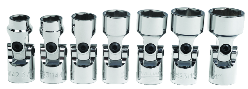 7 Piece - 3/8" Drive - 6 Point - Flex Socket - SAE - Socket Set - Exact Tooling