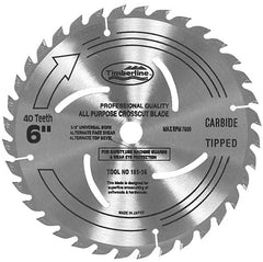 Amana Tool - 6" Diam, 1/2" Arbor Hole Diam, 40 Tooth Wet & Dry Cut Saw Blade - Carbide-Tipped, General Purpose Action, Standard Round Arbor - Exact Tooling