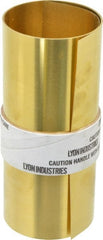 Made in USA - 5 Ft. Long x 6 Inch Wide x 0.007 Inch Thick, Roll Shim Stock - Brass - Exact Tooling