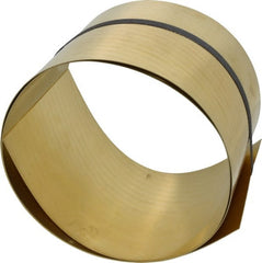 Made in USA - 5 Ft. Long x 6 Inch Wide x 0.031 Inch Thick, Roll Shim Stock - Brass - Exact Tooling
