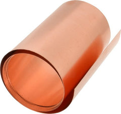 Made in USA - 100 Inch Long x 6 Inch Wide x 0.008 Inch Thick, Roll Shim Stock - Copper - Exact Tooling
