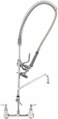 T&S Brass - Riser with Spring Guide, 2 Way Design, Wall Mount, Wall Pre Rinse Faucet Assembly - Lever Handle - Exact Tooling