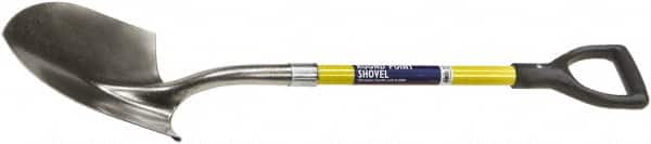 Ability One - 12" High x 9" Wide Round Steel Shovel - 29" Long Fiberglass Straight Handle - Exact Tooling