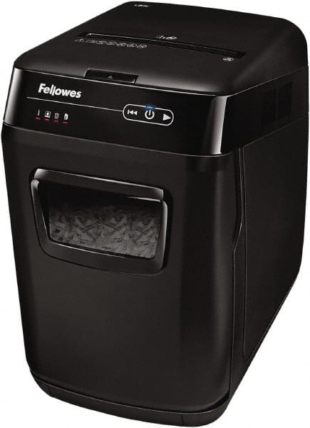 FELLOWES - 5/32 x 1-1/2" Strip, 130 Sheet Automatic, 8 Sheet Manual Sheet Cross Cut Auto Feed Shredder - 20" Long x 13-5/8" Wide x 21-3/8" High, Level 3 Security, 85 Gal Wastebasket - Exact Tooling