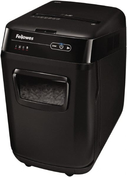 FELLOWES - 5/32 x 1-1/2" Strip, 200 Sheet Automatic, 10 Sheet Manual Sheet Cross Cut Auto Feed Shredder - 20" Long x 13-5/8" Wide x 22-3/16" High, Level 4 Security, 85 Gal Wastebasket - Exact Tooling