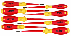 Insulated Slim Integrated Insulation 8 Piece Screwdriver Set Slotted 3.5; 4; 4.5; 5.5; Phillips #1 & 2; Square #1 & 2 - Exact Tooling