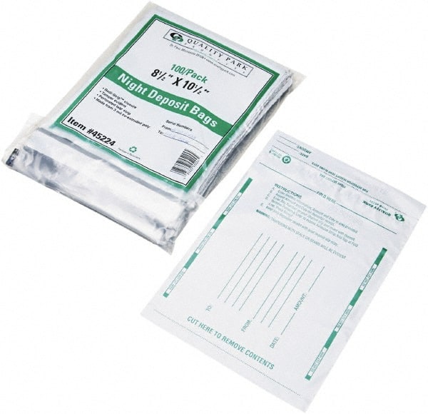 Quality Park - 1 Compartment, 8-1/2" Wide x 10-1/2" High x 1-3/16" Deep, Deposit Bag - Plastic, White - Exact Tooling